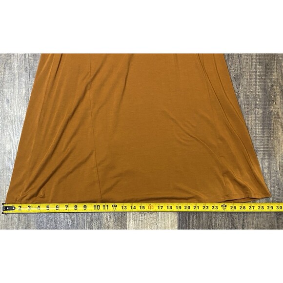 Garnet Hill Scoop Neck Trapeze Dress Orange Brown Size Medium Knee-Length Tencel - Picture 6 of 9